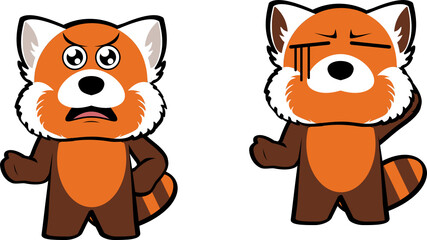 red panda cartoon expressions pack illustration in vector format