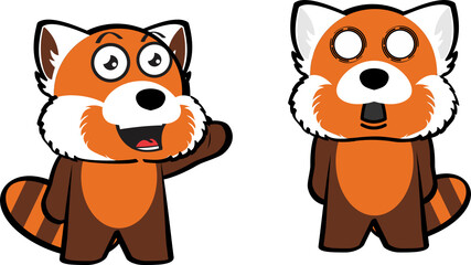 red panda cartoon expressions pack illustration in vector format
