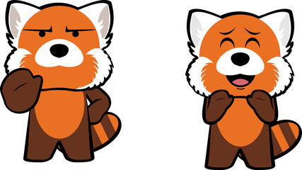 red panda cartoon expressions set pack illustration in vector format