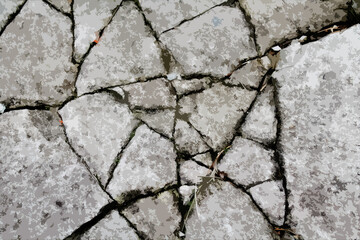 illustration concrete wall with cracks and brick