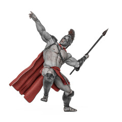 Obraz premium ancient warrior in throwing the spear front view