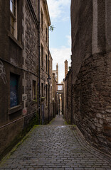 View of Edinburgh from an alley located in the old town