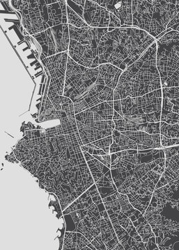 City map Marseille, monochrome detailed plan, vector illustration