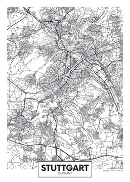 City map Stuttgart, travel vector poster design