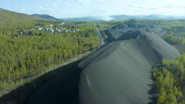 polluted nature after activities of the copper production plant, Ural region, Russia Karabash.