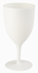 white plastic wine glass isolated on white background. cup with tall pedestal.