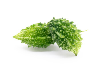 fresh Bitter melon or Bitter gourd isolated on white background