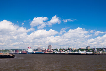 Saint John skyline from the ferry to Nova Scotia, New Brunswick, Canada.
