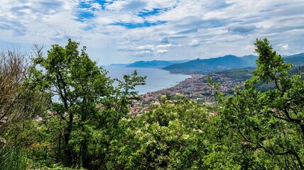 Fototapeta na wymiar landscape of the beautiful village of Borgio Verezzi, in western Liguria, on a splendid spring day in 2022