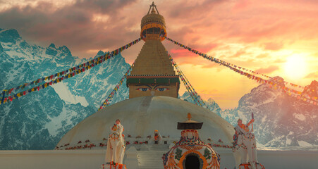  Bodhnath stupa - obrazy, fototapety, plakaty
