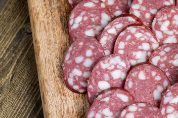 sliced pork sausage with the addition of lard