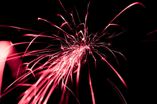 Red Sparks In The Dark. Lines Of Light.