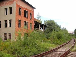 Fototapeta na wymiar Abandoned factory in the Chernobyl zone
