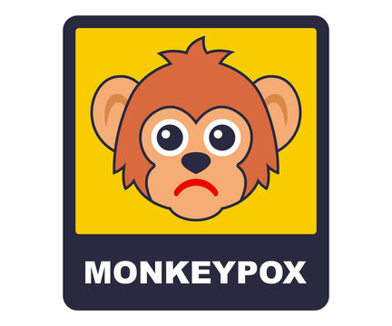 monkeypox icon. sad muzzle of a sick monkey. flat vector illustration.