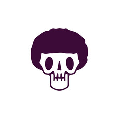 Obraz na płótnie Canvas Afro skull head, illustration for t-shirt, street wear, sticker, or apparel merchandise. With doodle, retro, and cartoon style.