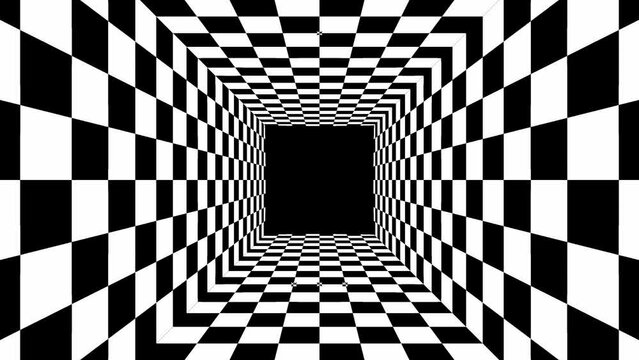 Flight through checkered tunnel in perfect seamless loop (4K 3840x2160 30fps).