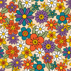 seamless pattern with retro flowers