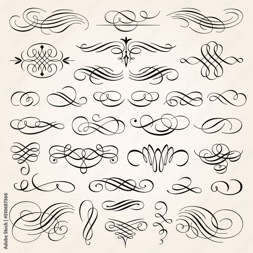 Canvas Prints vintage calligraphic design elements swirls vignettes and page decoration 2