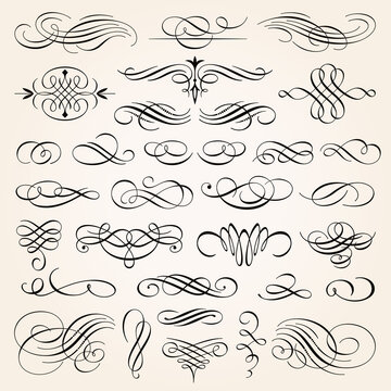 Vintage Calligraphic Design Elements Swirls Vignettes And Page Decoration 2