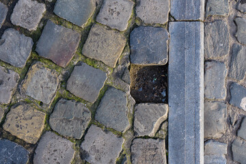 traditional pavement traditional pavement. old city paving stones close-up