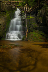 Waterfall of Jodlowka creek near Borowice village in Krkonose mountains