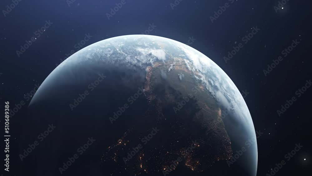 Poster 3d model of rotating planet. motion. naturalistic animation of rapidly rotating planet in space. rot