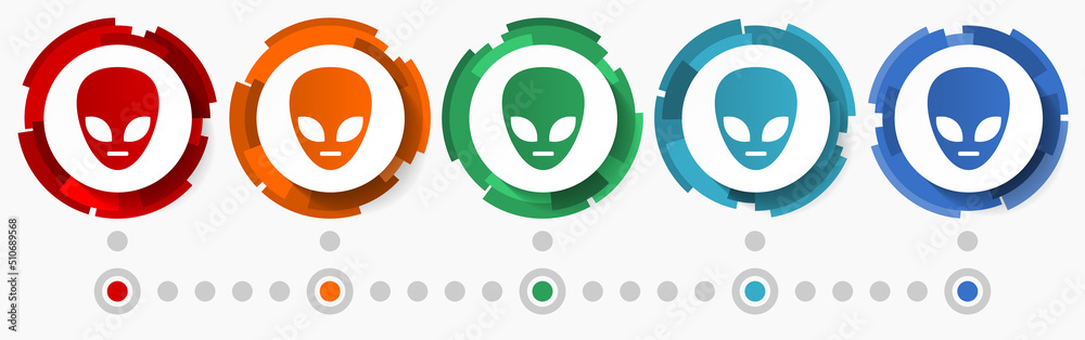 Poster Alien face concept vector icon set, flat design pointers, infographic template