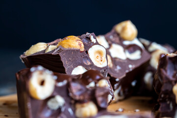 homemade chocolate with lots of hazelnuts