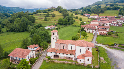 Fototapeta na wymiar aerial view of ziga rural town in baztan valley, Spain