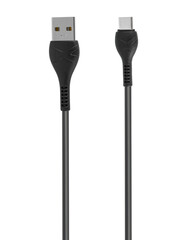USB and Type C connector with cable, on a white background, top view - obrazy, fototapety, plakaty