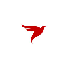 vector illustration of a red bird for an icon, symbol or logo. bird flat logo