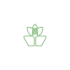 Leaf and cutlery vector illustration for restaurant icons, symbols and logos