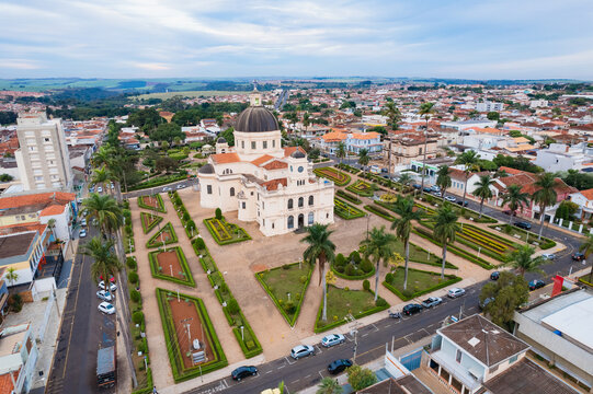 Batatais, Sao Paulo, Brazil - Circa June 2022: Aerial image of Batatais city