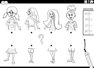 match halves of comic girls pictures game coloring page