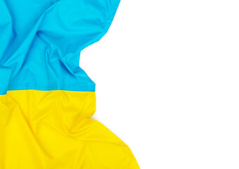 Ukrainian flag on a white background. Copy space.