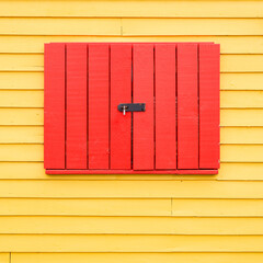 red wooden door