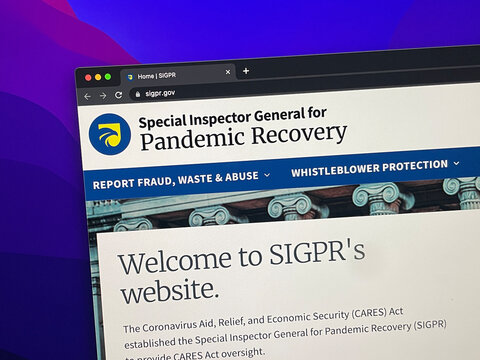 Washington, D.C. - June 13, 2022: Website of United States Special Inspector General for Pandemic Recovery (SIGPR). 