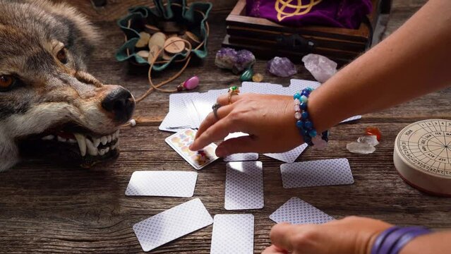 Fortune telling on tarot cards