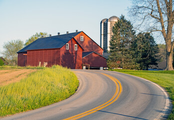 Red Amish Barn at Sunset 