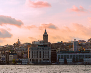 Fototapeta premium Galata Tower in the Sunset, Istanbul, Turkey