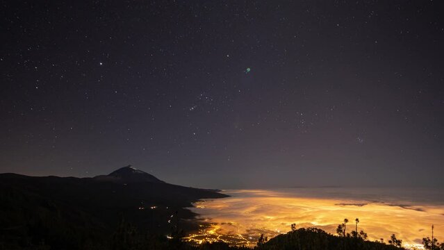 el teide in the clouds tenerife at night