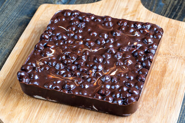homemade chocolate with lots of hazelnuts