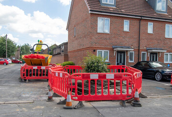 Staines-upon-Thames 12 June 2022 United Kingdom. Workmen replacing old gas pipes in Staines .This...