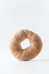 HOMEMADE round bread isolated on white