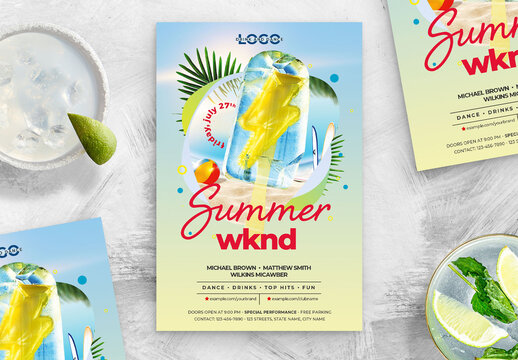 Summer Party Flyer Poster with Beach Theme