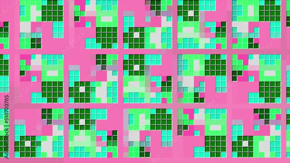 Poster small sparkling squares.motion. small squares in abstraction that sparkle with different colors.