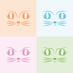 set of cat faces-set of cat faces-cat whiskers