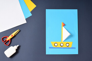DIY a boat with your own hands from colored paper. Step-by-step photo instruction. Step 7.