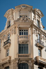 Close-up of a beautiful building in Madrid, Spain.