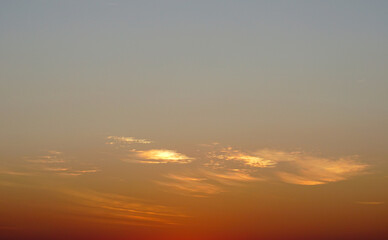 Sunset light on sky with clouds